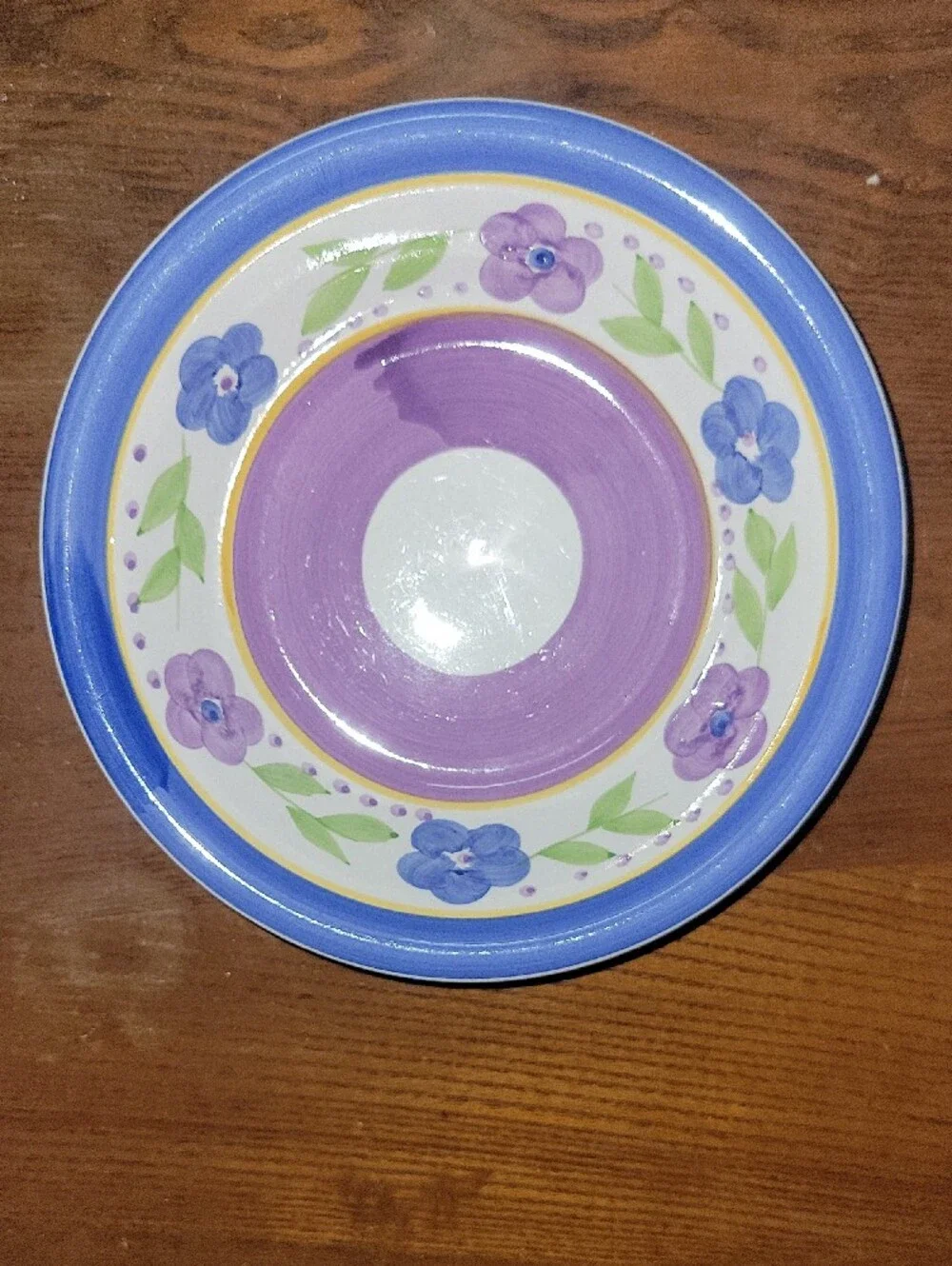 Vintage Gibson Bella Everyday Soup Cereal Bowls Set of 2 Blue Purple Floral